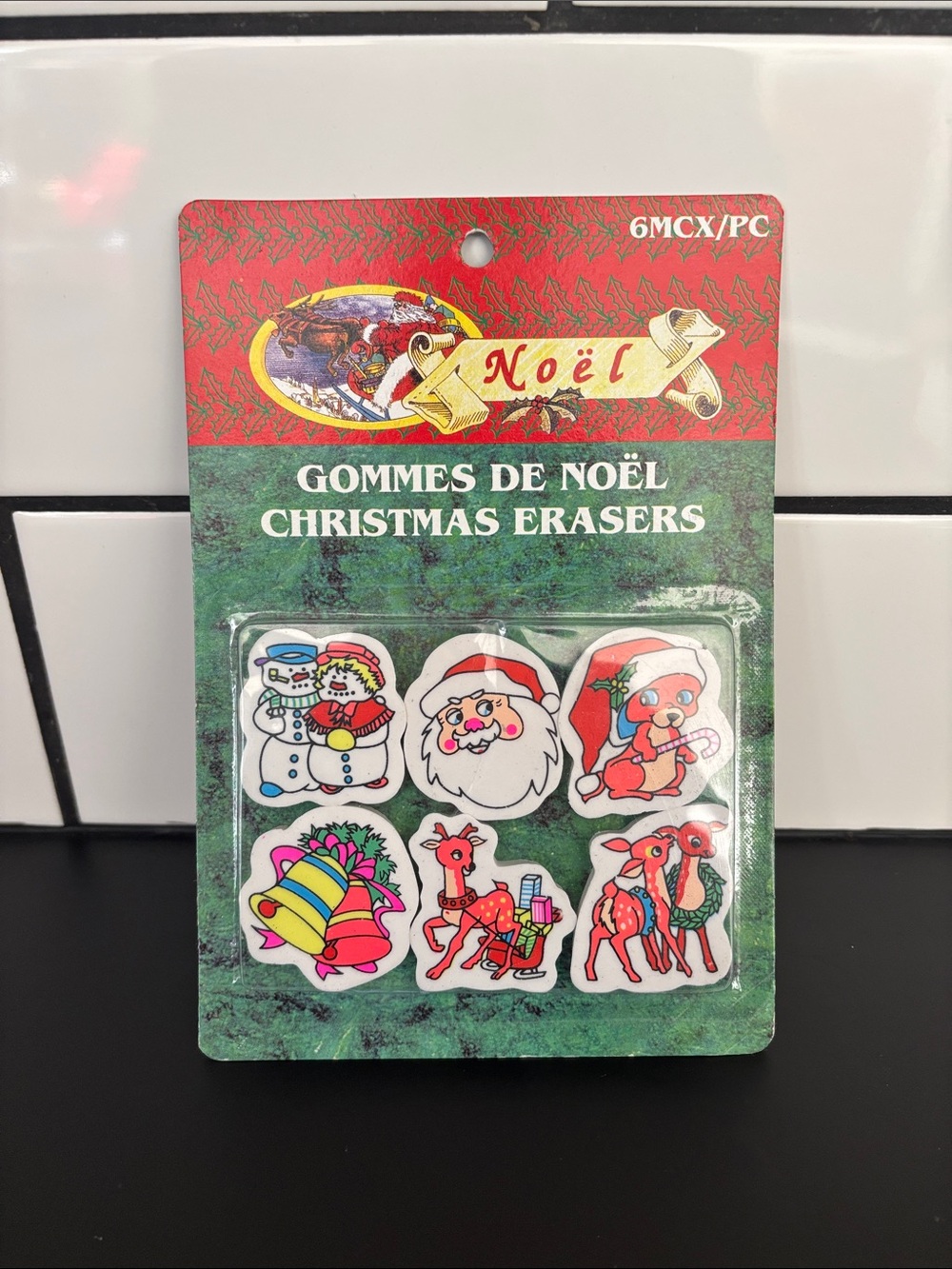 Vintage 80’s/90’s Christmas Erasers NWT